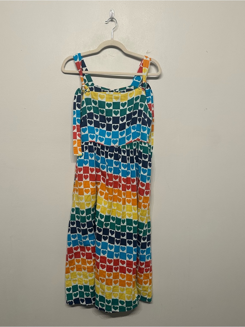 Lucy & Yak Faye Heart to Heart Rainbow Print Midi Dress 4 - Picture 5 of 14